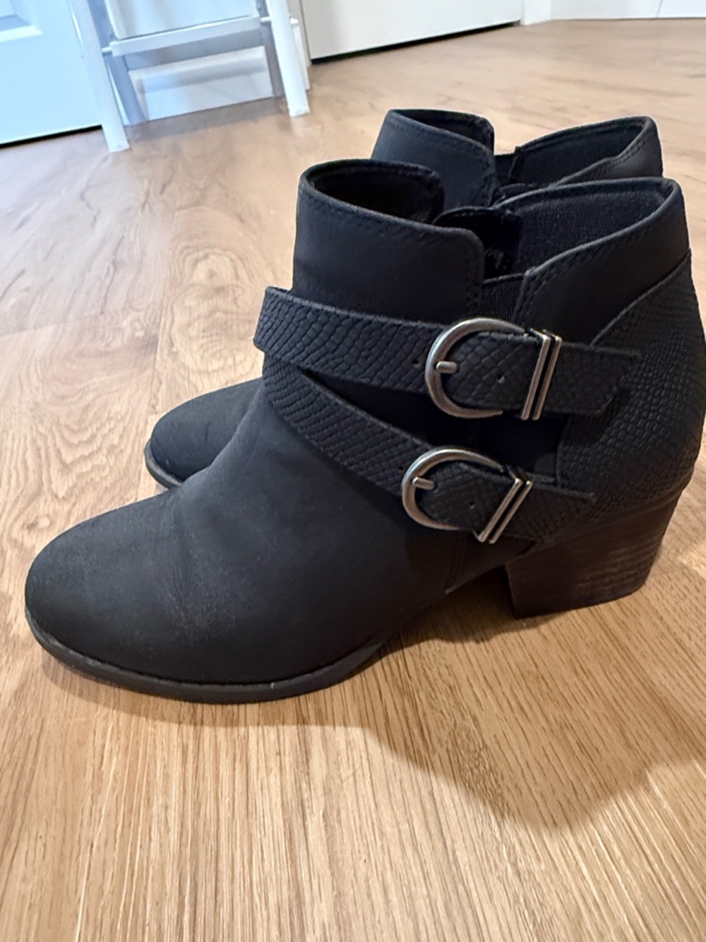 Life Stride Black Double Buckle Ankle Booties